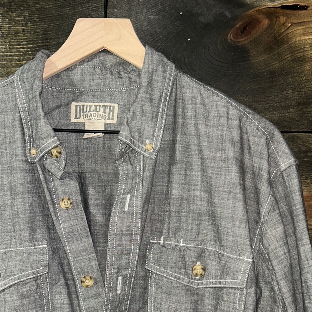 Duluth Trading Gray Button-Up Shirt